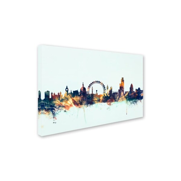 Michael Tompsett 'London England Skyline Blue 2' Canvas Art,12x19